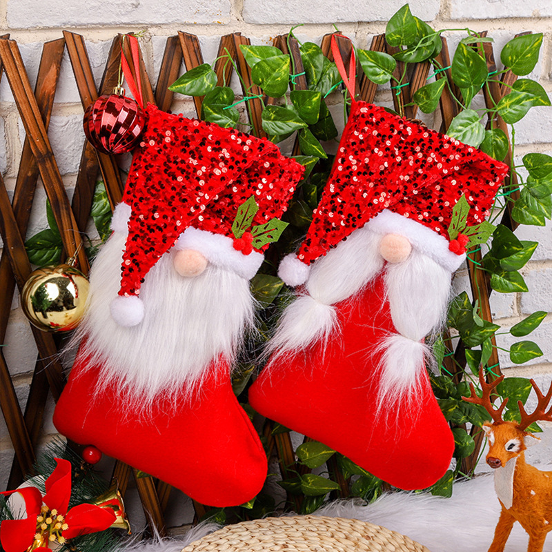 Sequin Hat Christmas Socks