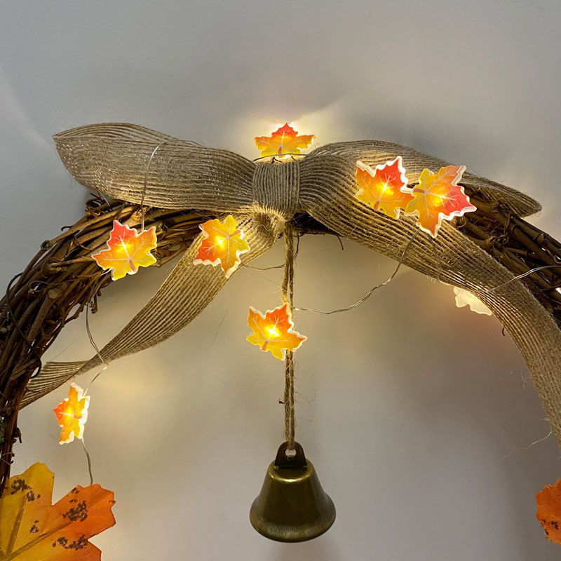 2m Thanksgiving Decoration Acorn 3D Pumpkin Maple Leaf String Lights Orange Fall Lights for Home Autumn Garland Harvest Halloween Party Christmas Decor