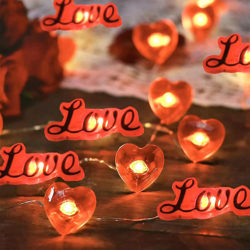 1m Valentine Day Decorations Red Heart Shaped Twinkle Fairy String Lights Valentine's Day Party