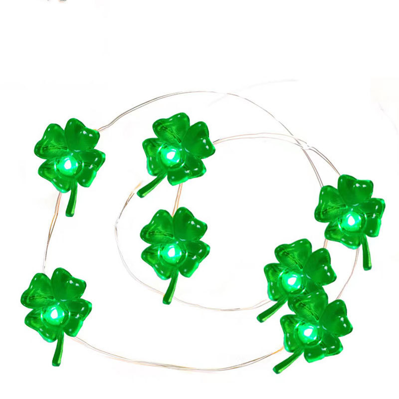 Shamrock String Lights St. Patrick's Day Lights Plug in Fairy Lucky Clover String Lights for Home Garden Irish Party Decoration