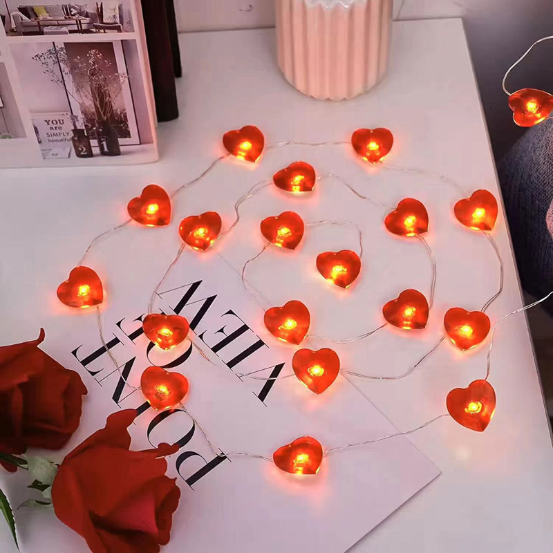1m Valentine Day Decorations Red Heart Shaped Twinkle Fairy String Lights Valentine's Day Party