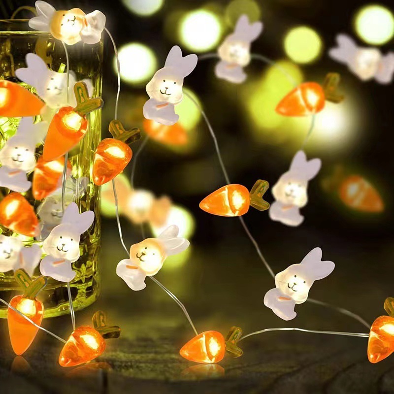 1m Easter Decorations Bunny Carrot String Lights Battery Operated Easter Decor Spring Rabbit Fairy Lights