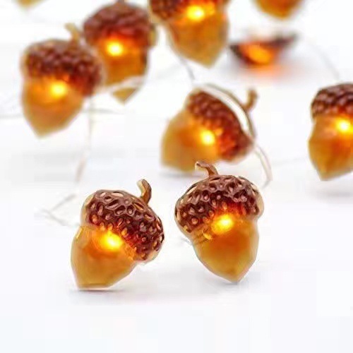 2m Thanksgiving Decoration Acorn 3D Pumpkin Maple Leaf String Lights Orange Fall Lights for Home Autumn Garland Harvest Halloween Party Christmas Decor