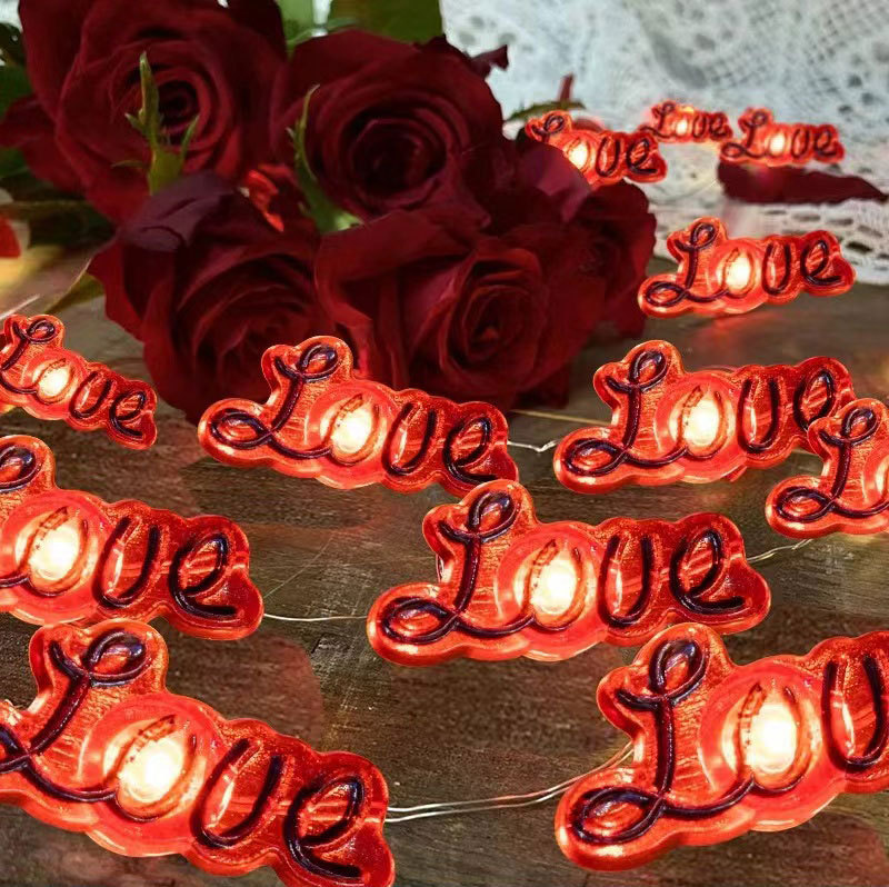 1m Valentine Day Decorations Red Heart Shaped Twinkle Fairy String Lights Valentine's Day Party