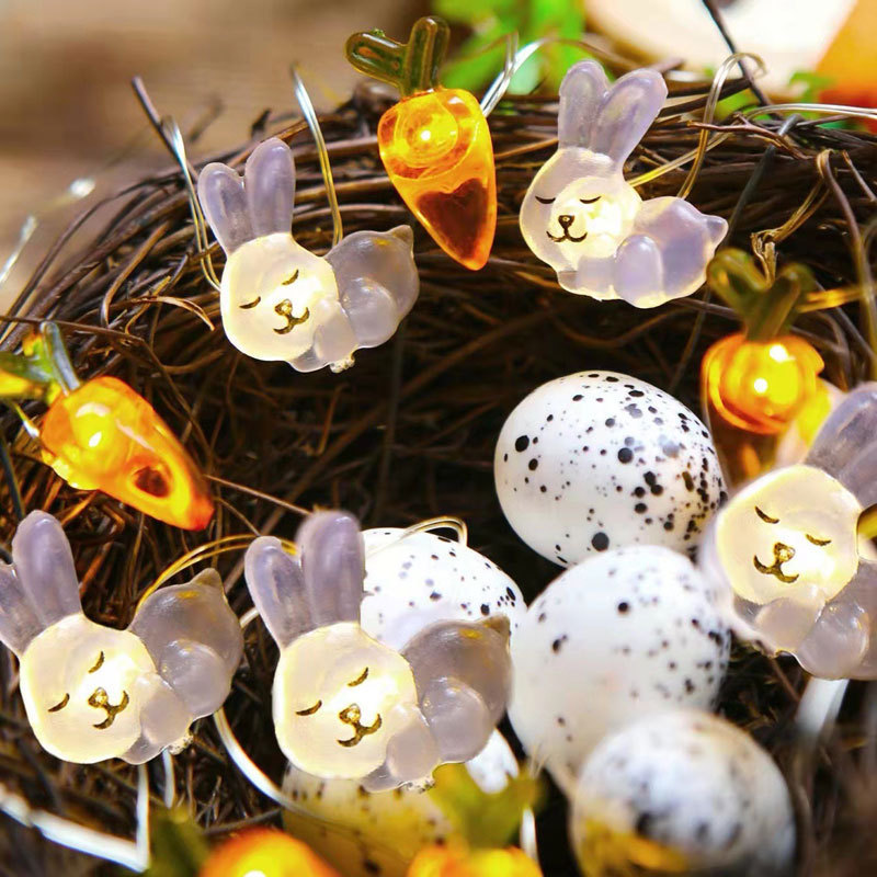 1m Easter Decorations Bunny Carrot String Lights Battery Operated Easter Decor Spring Rabbit Fairy Lights