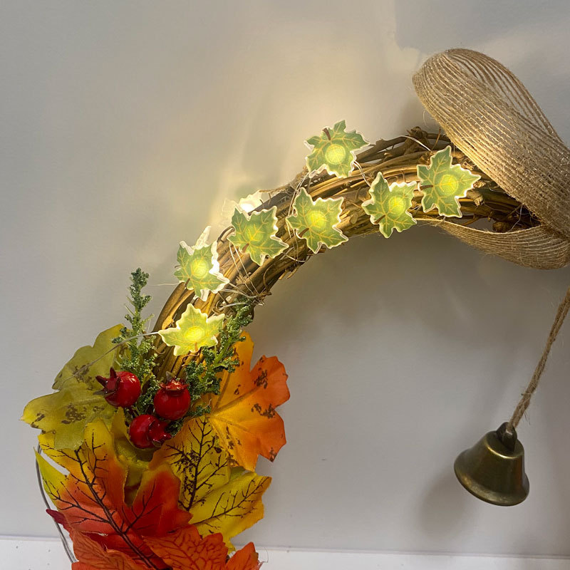 2m Thanksgiving Decoration Acorn 3D Pumpkin Maple Leaf String Lights Orange Fall Lights for Home Autumn Garland Harvest Halloween Party Christmas Decor