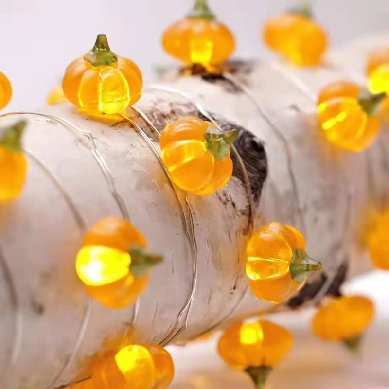 2m Thanksgiving Decoration Acorn 3D Pumpkin Maple Leaf String Lights Orange Fall Lights for Home Autumn Garland Harvest Halloween Party Christmas Decor