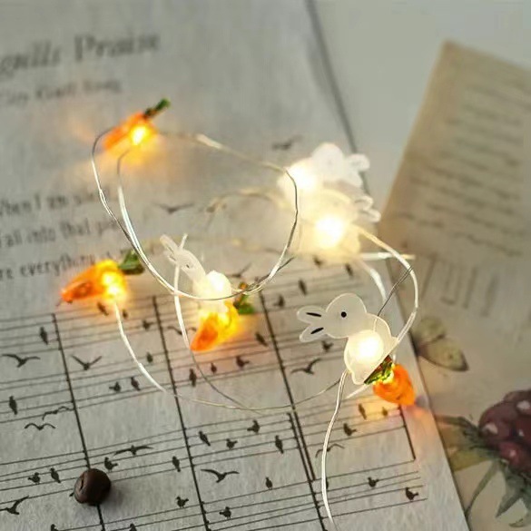 2m Easter Decorations Bunny Carrot String Lights Battery Operated Easter Decor Spring Rabbit Fairy Lights