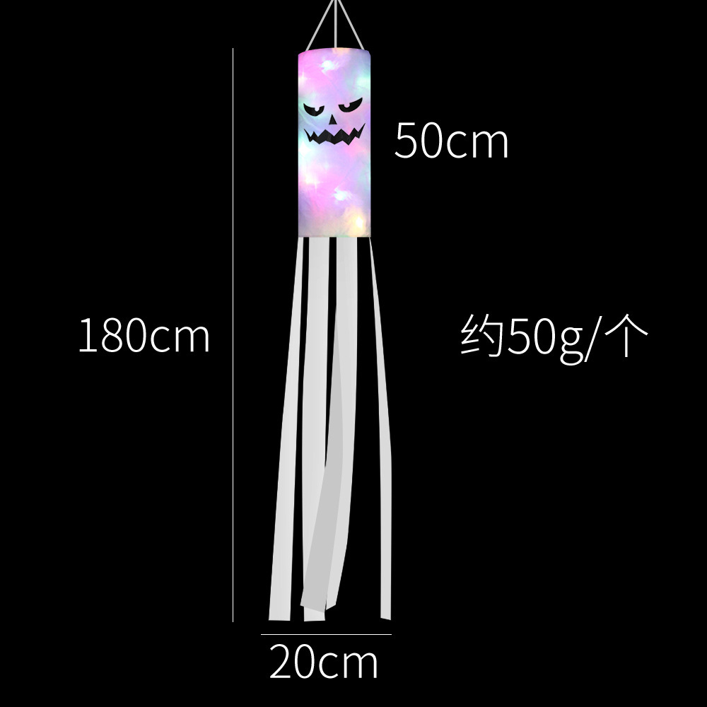 Halloween Ghost Hanging Windsock with Colorful LED Light Halloween Windsock Decor Holiday Windsock Flag