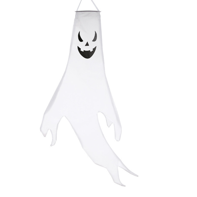 Halloween Ghost Hanging Windsock with Colorful LED Light Halloween Windsock Decor Holiday Windsock Flag