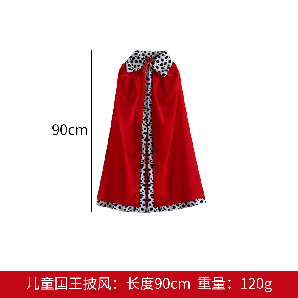 King Costume Set Red Cloak Golden Crown and Scepter Set Prince Capes Halloween Costume for Kids Teen Adult