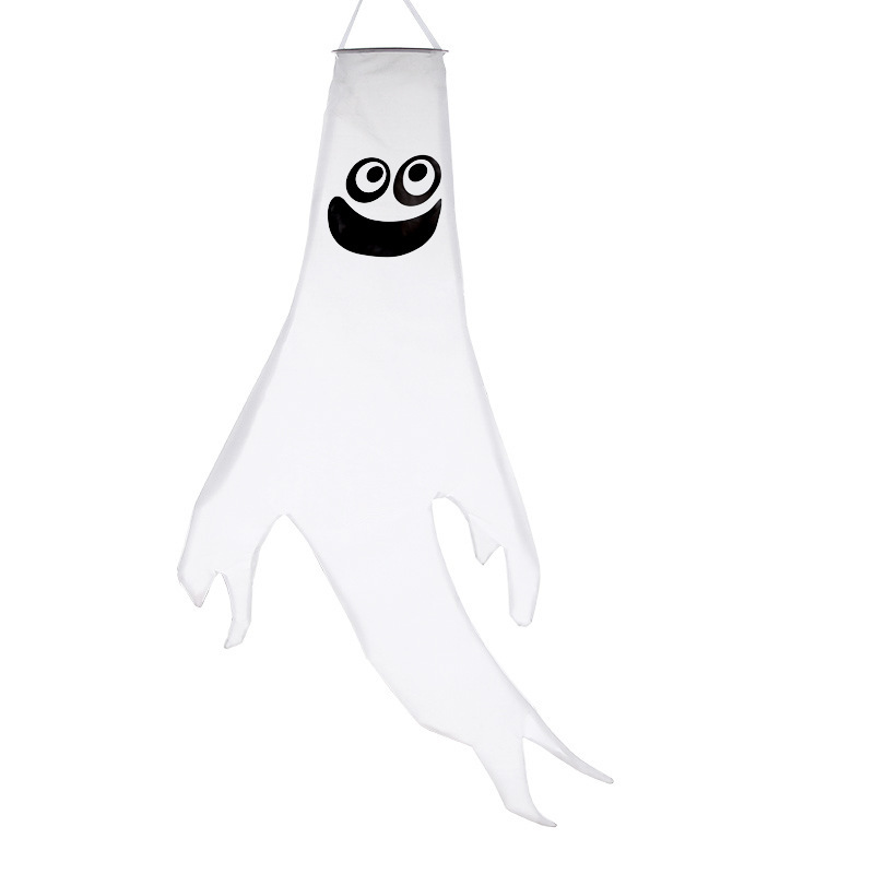 Halloween Ghost Hanging Windsock with Colorful LED Light Halloween Windsock Decor Holiday Windsock Flag