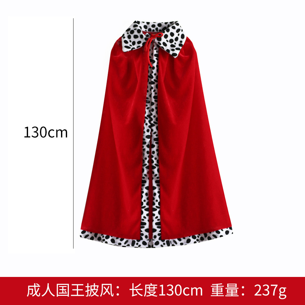 King Costume Set Red Cloak Golden Crown and Scepter Set Prince Capes Halloween Costume for Kids Teen Adult