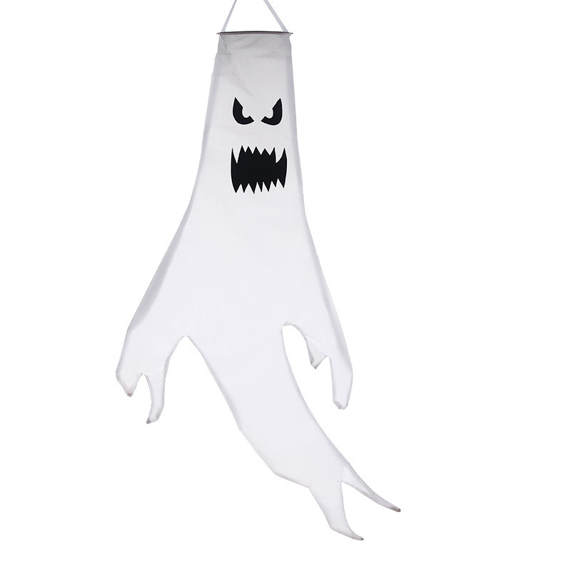 Halloween Ghost Hanging Windsock with Colorful LED Light Halloween Windsock Decor Holiday Windsock Flag