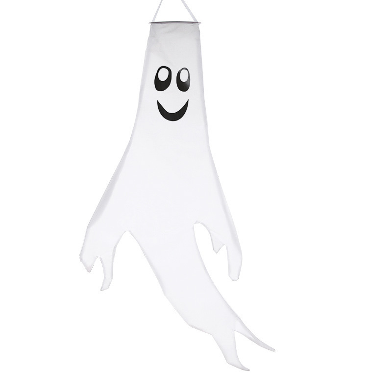 Halloween Ghost Hanging Windsock with Colorful LED Light Halloween Windsock Decor Holiday Windsock Flag