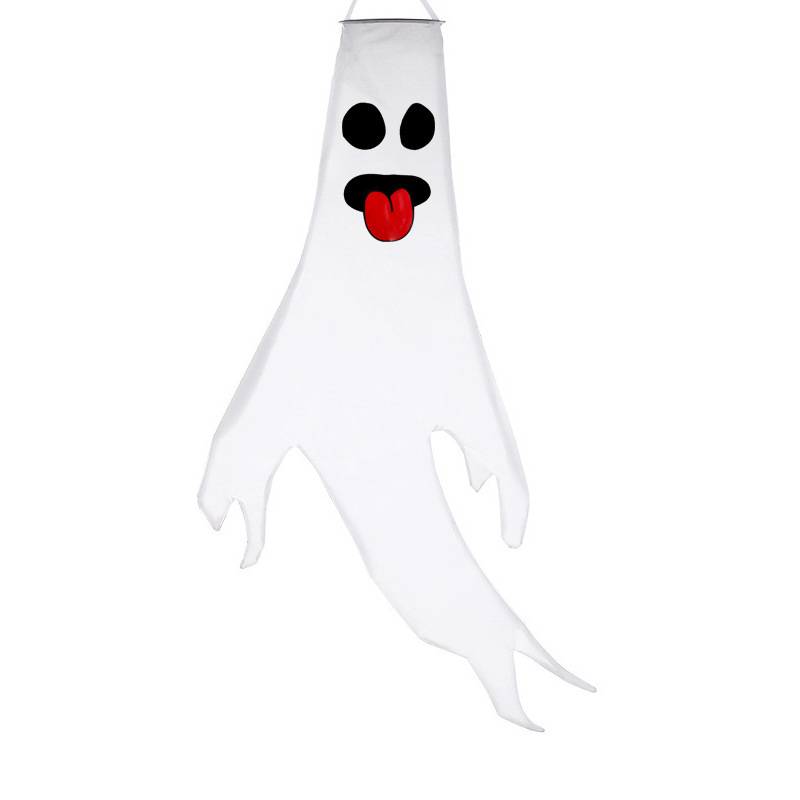 Halloween Ghost Hanging Windsock with Colorful LED Light Halloween Windsock Decor Holiday Windsock Flag