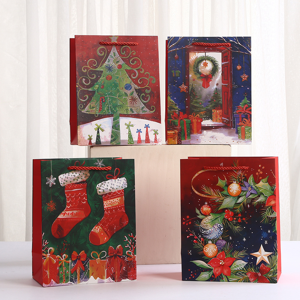 Christmas Treat Bags with Handles Xmas Gift Bags Party Favors Christmas Tote Bags
