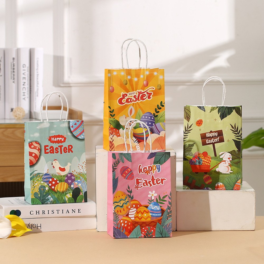 Easter Present Bagsr Presents Kraft Bags with Handles for Kids Easter Art Painting Party