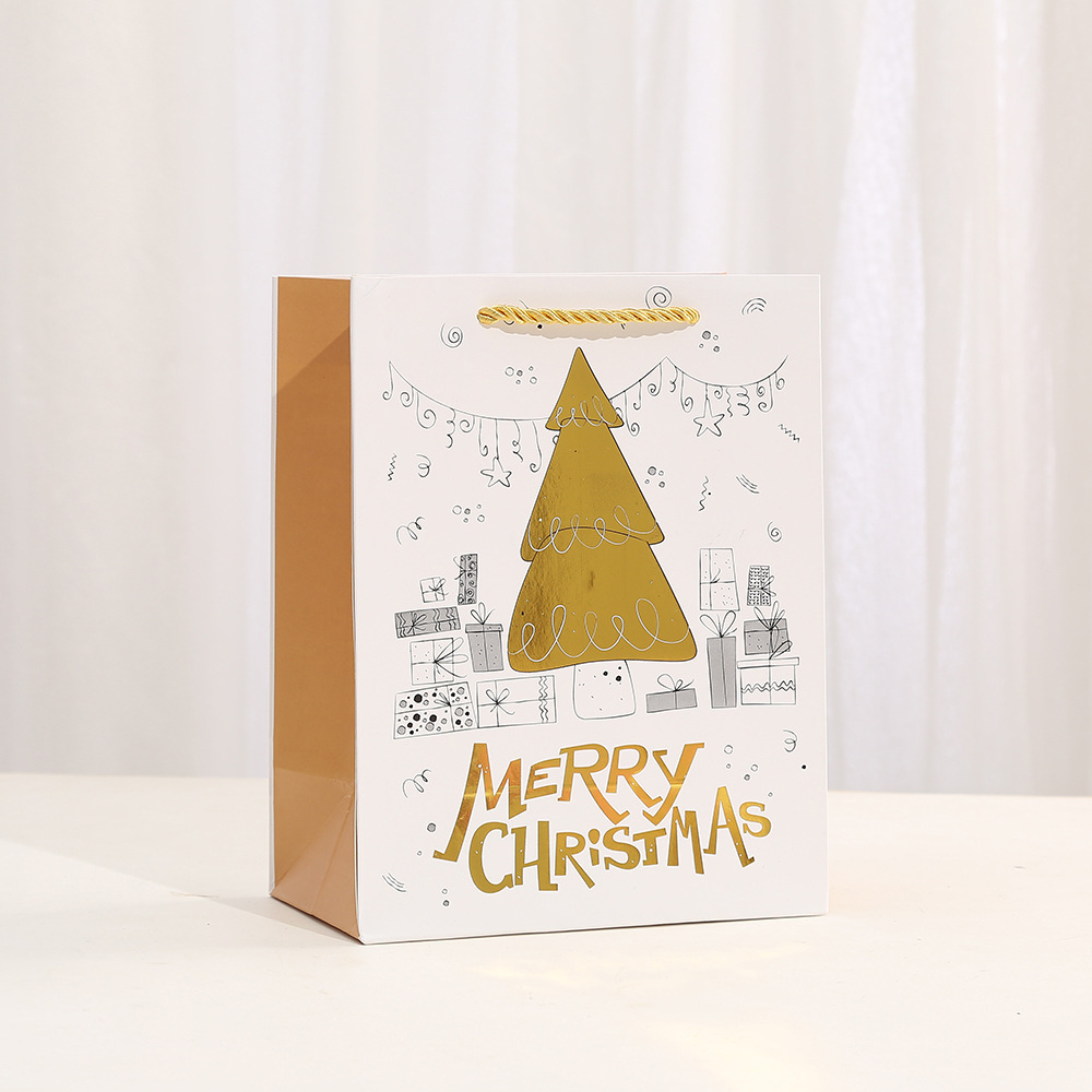 White & Metallic Gold Foil Gift Bags Perfect for Christmas Thanksgiving New Year Party Favor
