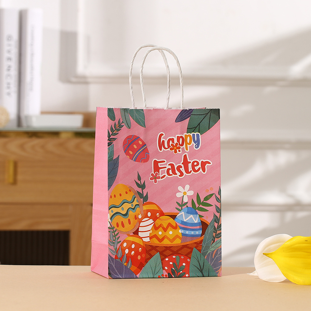 Easter Present Bagsr Presents Kraft Bags with Handles for Kids Easter Art Painting Party