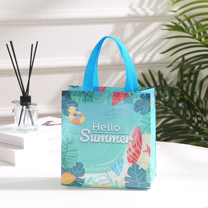 23cm*22cm*11cm Hawaiian Non-Woven Gift Bags Tote Bags with Handles Summer Party Reusable Grocery Shopping Bag