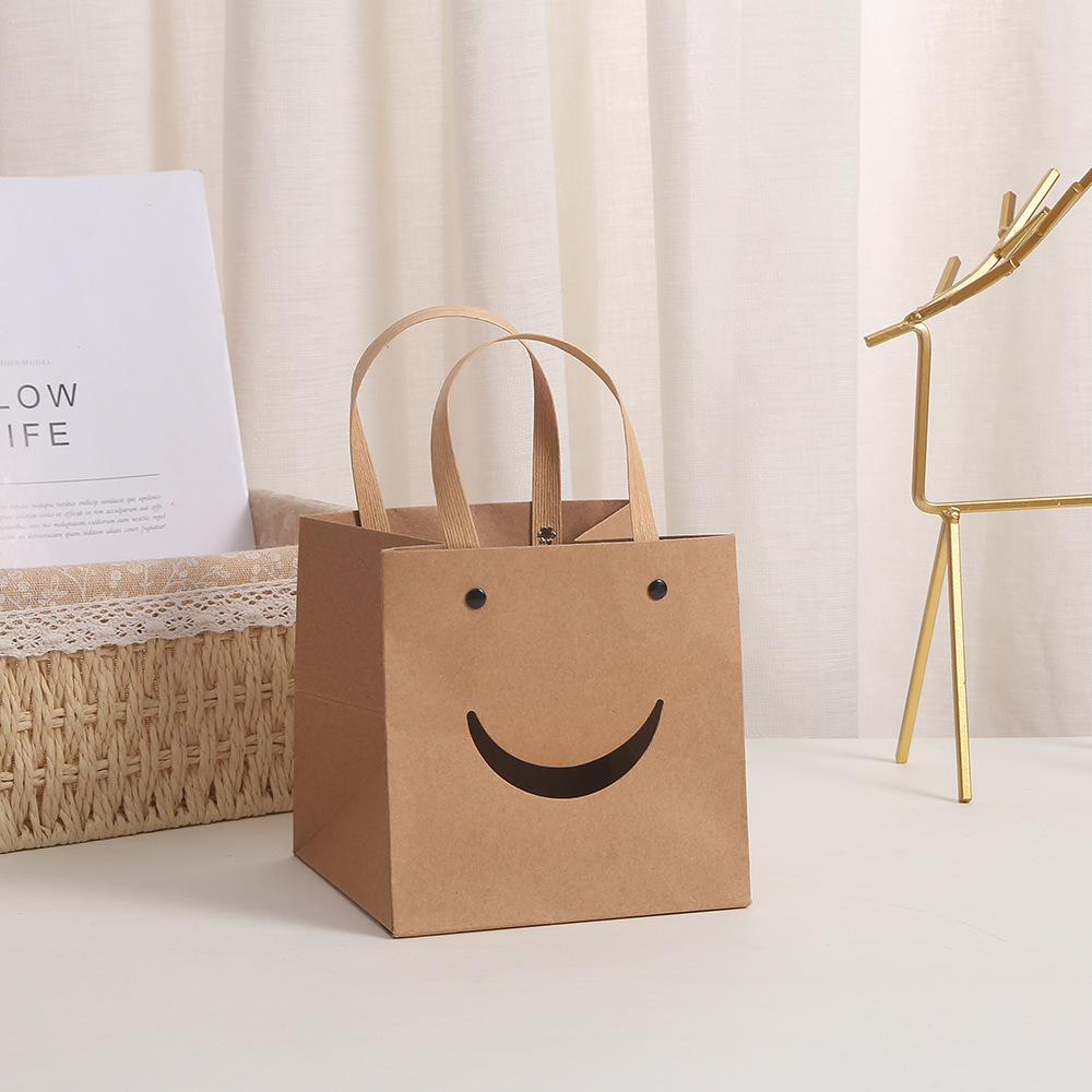 10cm*10cm*10cm Paper Gift Bags with Transparent Window Kraft Shopping Bags with Handles for Present