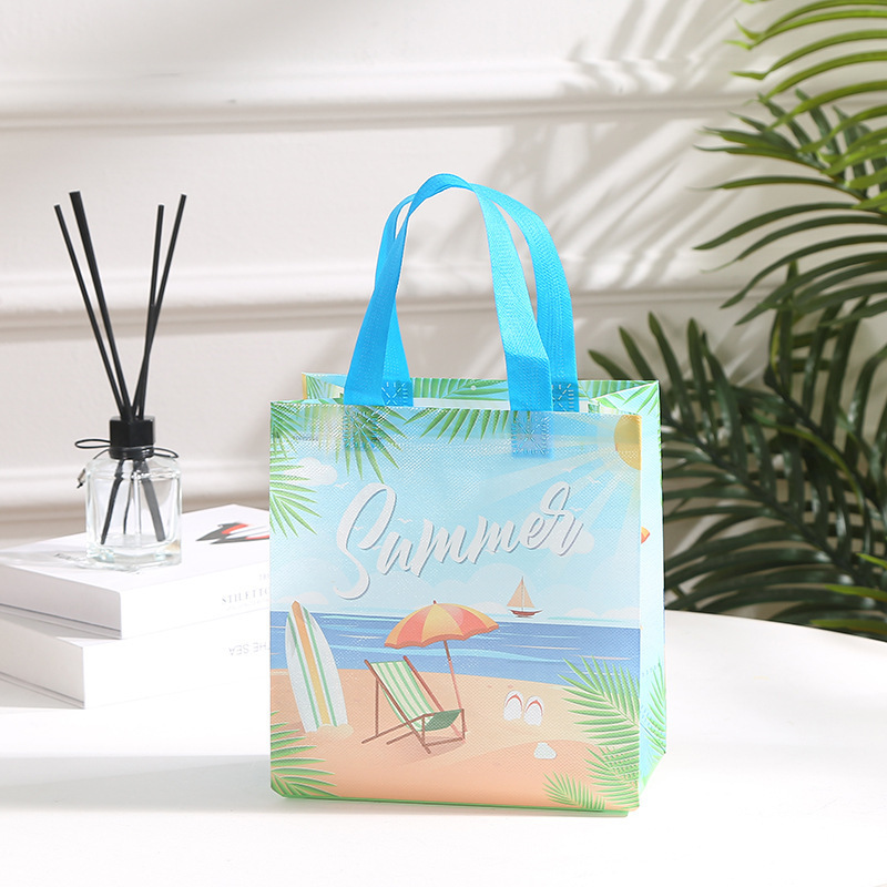 23cm*22cm*11cm Hawaiian Non-Woven Gift Bags Tote Bags with Handles Summer Party Reusable Grocery Shopping Bag
