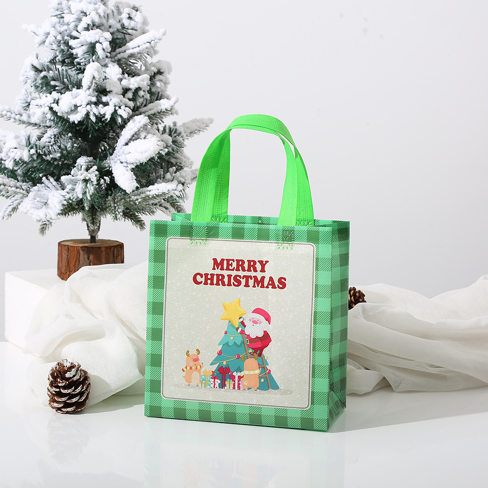 23cm*22cm*11cm Small Christmas Gift Bags Non-Woven Christmas Treat Bags Reusable Tote Bags with Handles