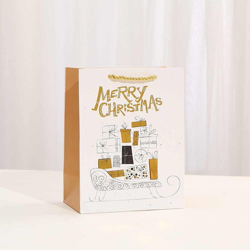 White & Metallic Gold Foil Gift Bags Perfect for Christmas Thanksgiving New Year Party Favor