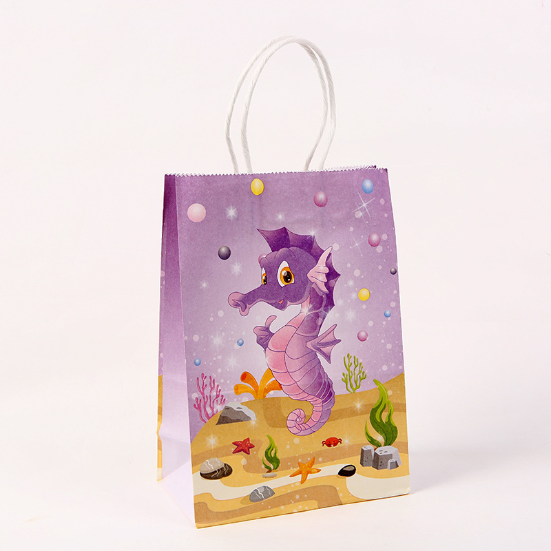 Mermaid Birthday Party Favor Bags Girls Kraft Paper Gift Bags Mermaid Candy Goodie Treat Bags with Handles