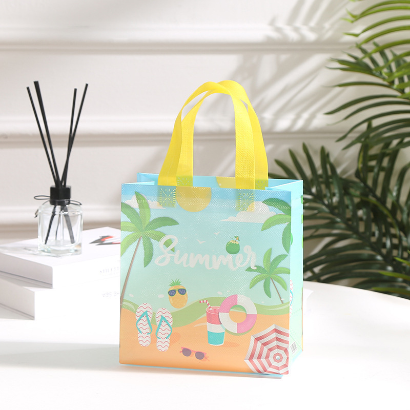 23cm*22cm*11cm Hawaiian Non-Woven Gift Bags Tote Bags with Handles Summer Party Reusable Grocery Shopping Bag