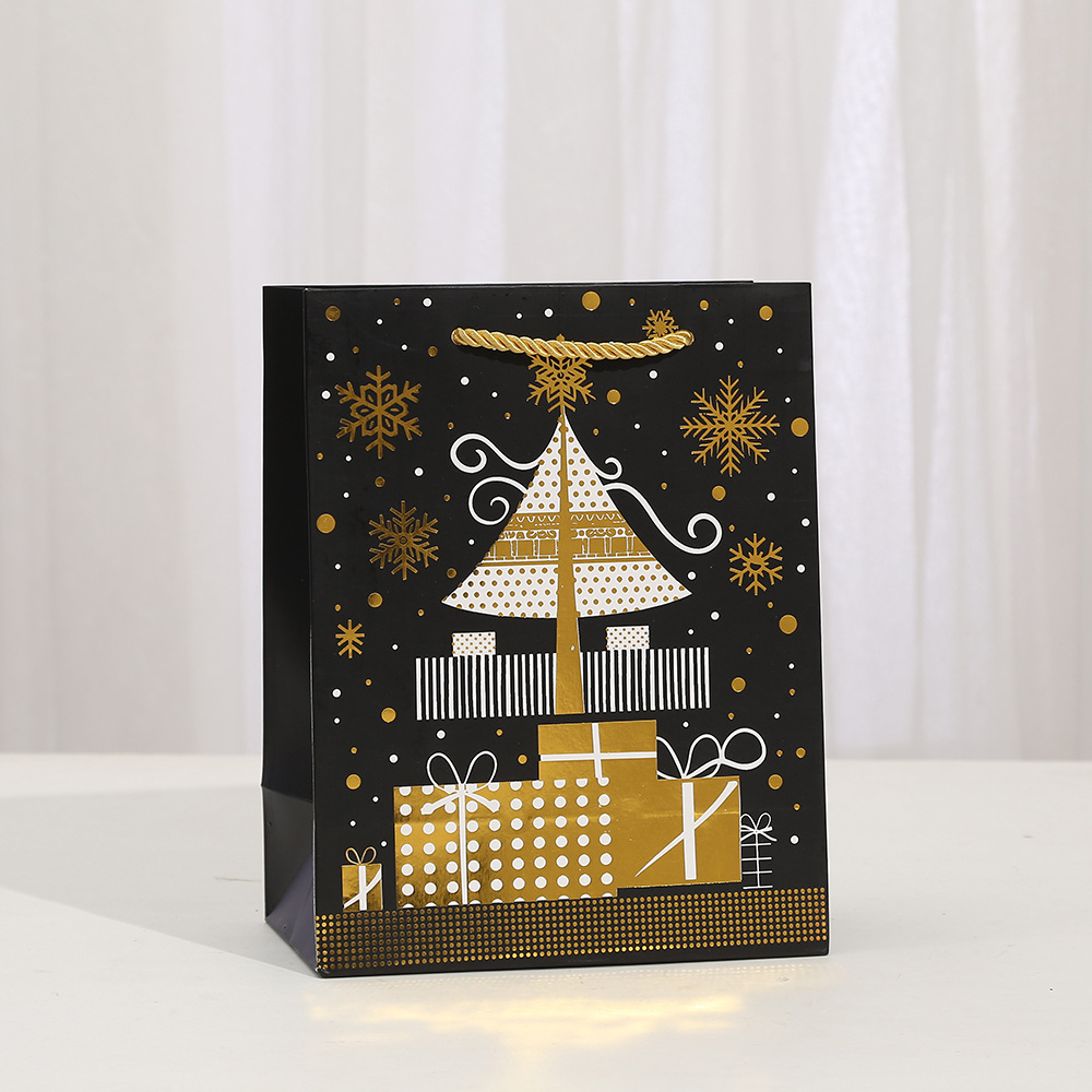 Funrous Gold Black Christmas Bags with Xmas Black and Gold Gift Bags