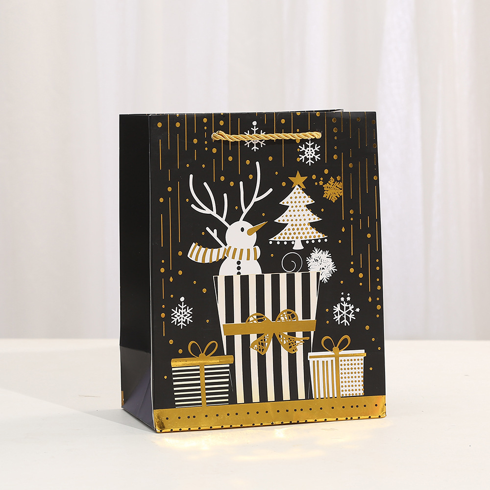 Funrous Gold Black Christmas Bags with Xmas Black and Gold Gift Bags