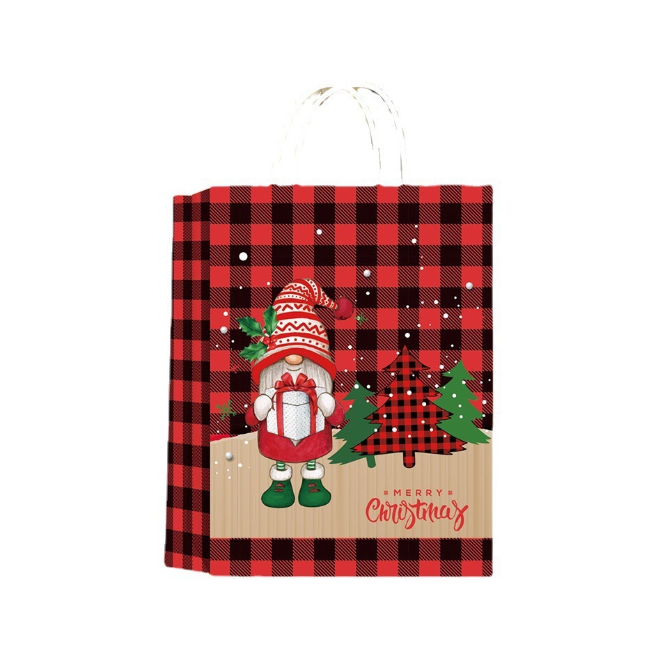 27cm*21cm*11cm  Kraft Christmas Gift Paper Bags Designs size sacks set for Wrapping Xmas Holiday Presents