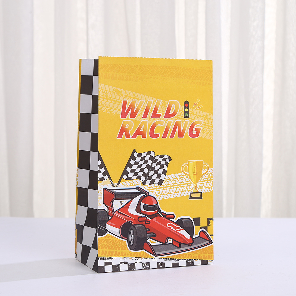 Race Car Party Favors Bags Paper Checkered Racing Treat Bag Racing Car Goodie Bags Race Car Gift Bags Checkered Flag Candy Bags