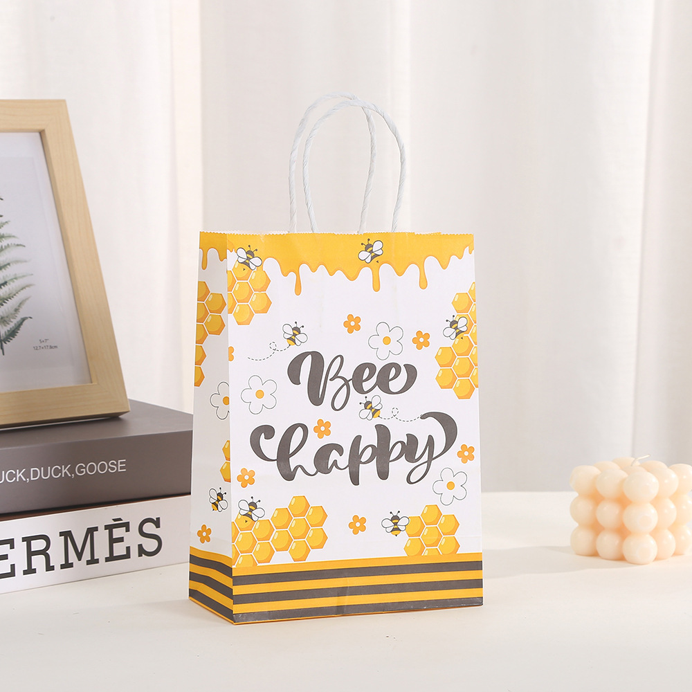 Bee Gift Bags with Handles for Party Favor Bee Paper Bags for Bee Party Decorations