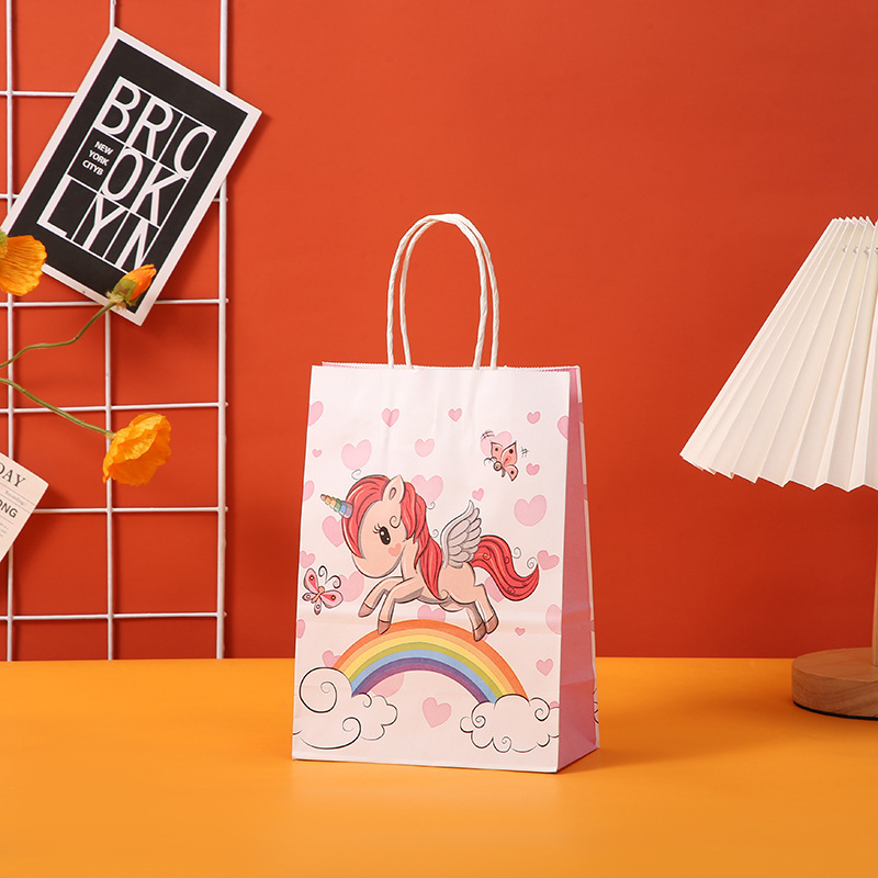 21cm*15cm*8cm Unicorn Gift Bags Rainbow Unicorn Party Supplies Goodie Bags for Girls Candy Bags