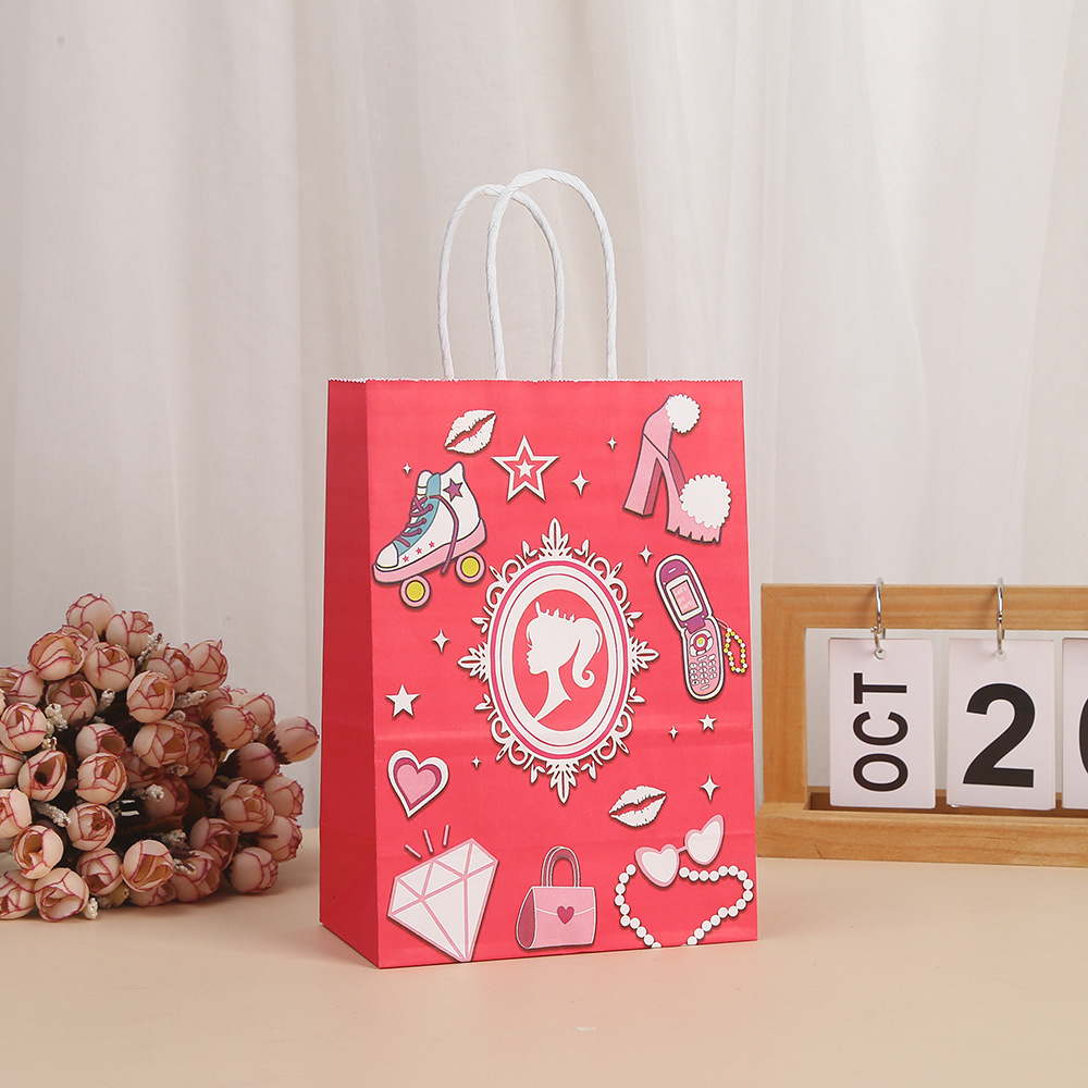 Pink Goodie Bags Princess Gift Bags Candy Goodie Treat Hot Pink Party Favors Bags with Handles
