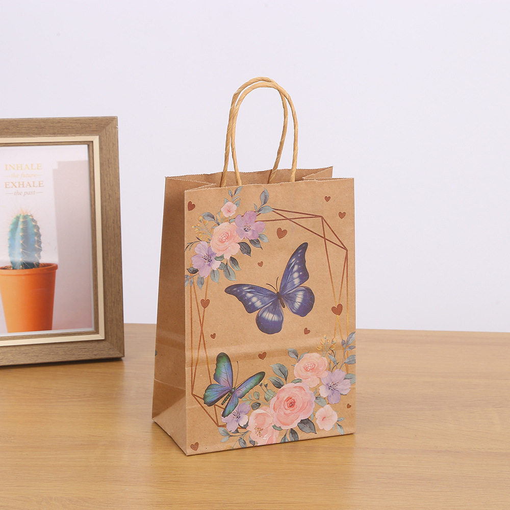 21cm*15cm*8cm  Butterfly Party Favors Gift Bags Goodie Treat Candy Bags for Fluttering by Paper Bags with Handles