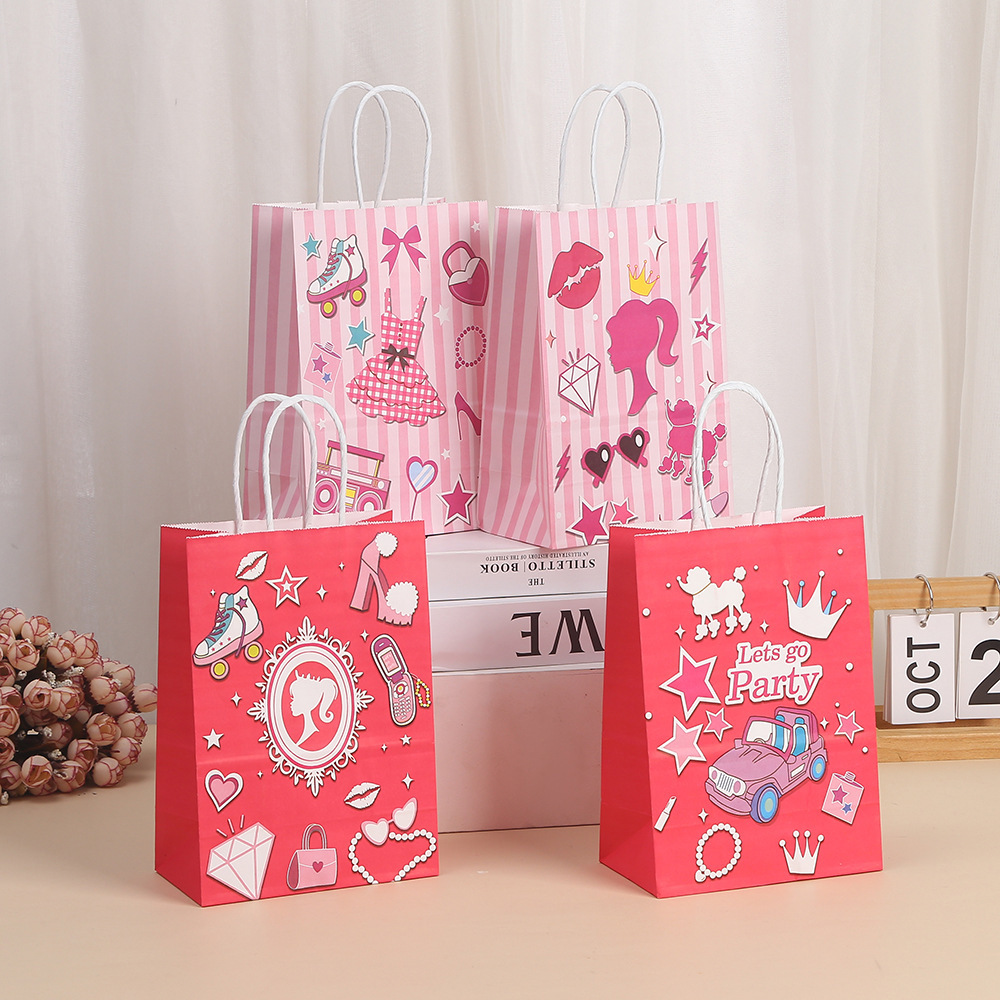 Pink Goodie Bags Princess Gift Bags Candy Goodie Treat Hot Pink Party Favors Bags with Handles