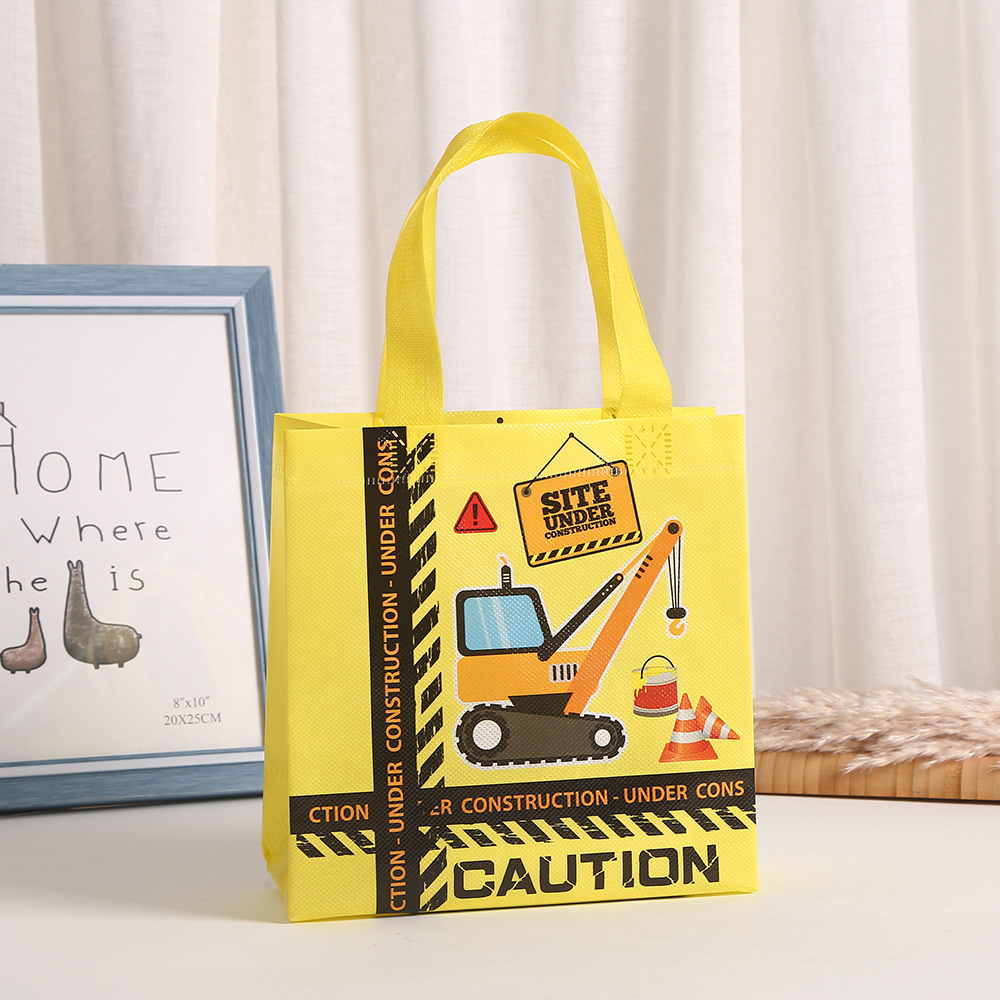 Construction Zone Tote Bags with Handles Truck Themed Favor Construction Party Non Woven Fabric Goodie Bag