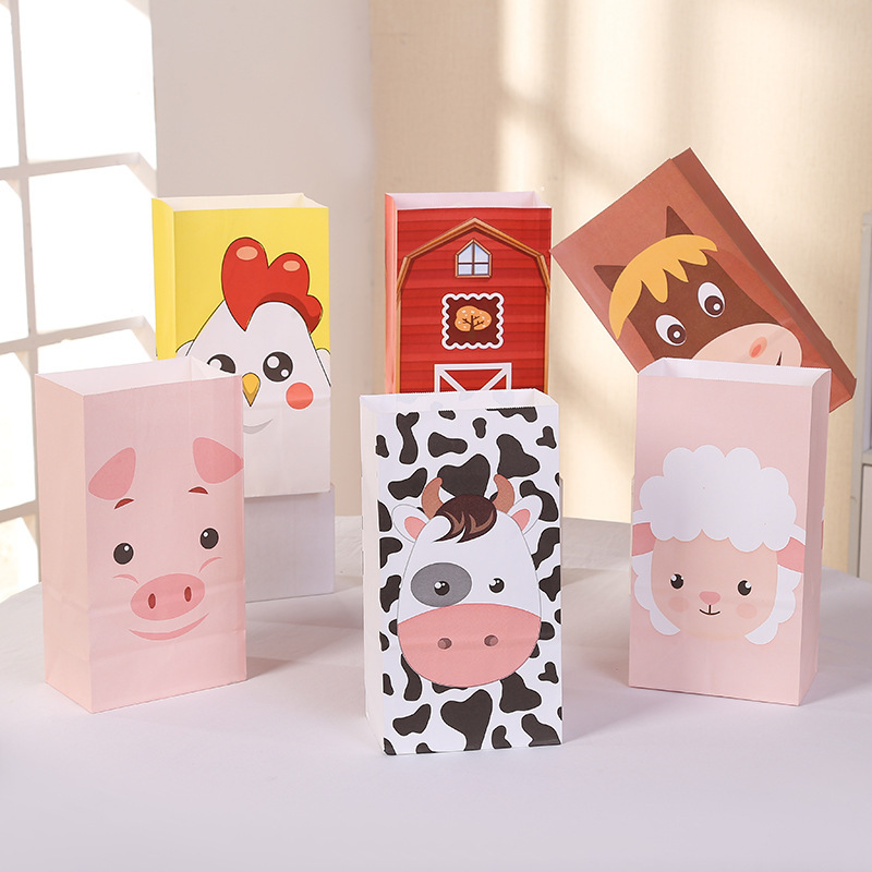 Farm Animal Party Favor Bags Goodie Bags with Stickers Treat Bags for Farm