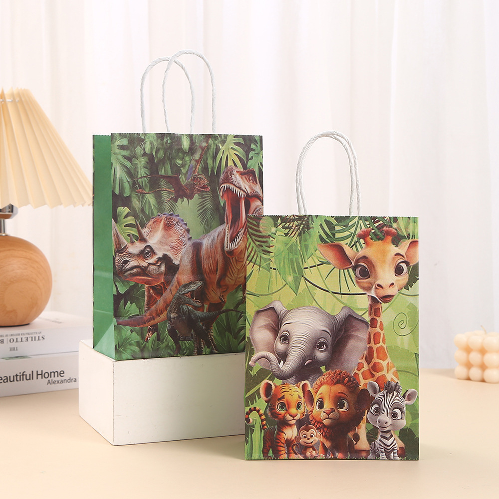 Cute Jungle Animals Party Favor Bags with Handles Woodland Candy Bags for Jungle Themed Party Supplies