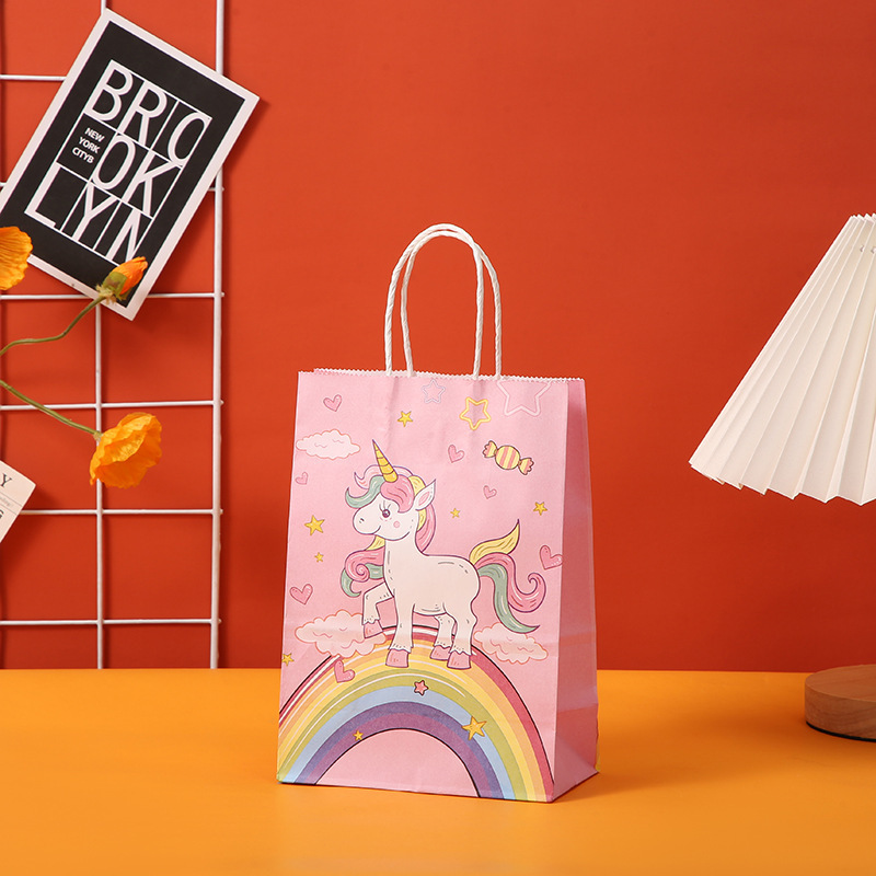 21cm*15cm*8cm Unicorn Gift Bags Rainbow Unicorn Party Supplies Goodie Bags for Girls Candy Bags