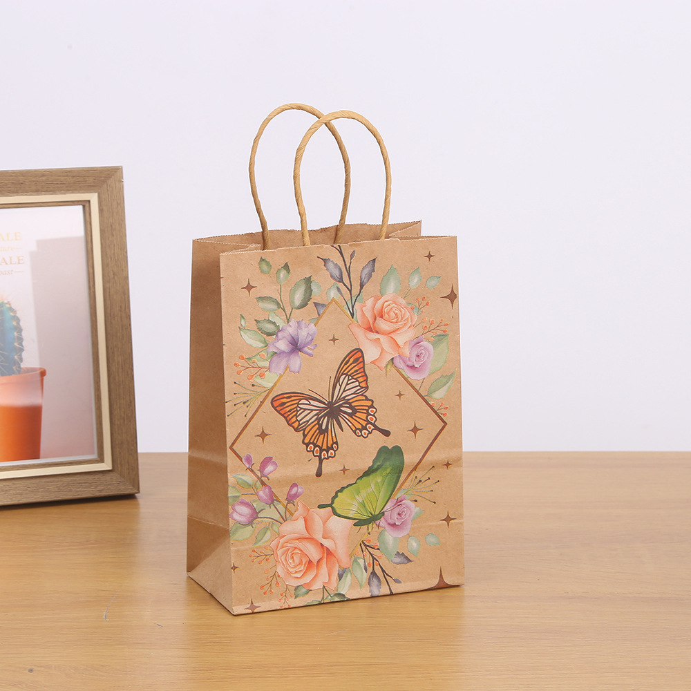 21cm*15cm*8cm  Butterfly Party Favors Gift Bags Goodie Treat Candy Bags for Fluttering by Paper Bags with Handles