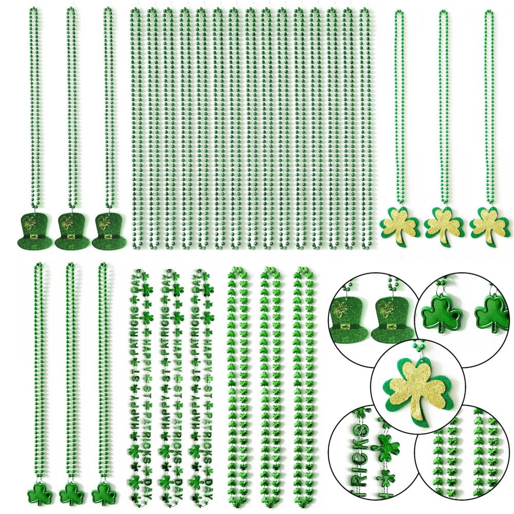 St Patricks Day Accessories Shamrock Green Beads St. Patrick's Day Necklace Irish Saint Patricks Day Necklace Bulk