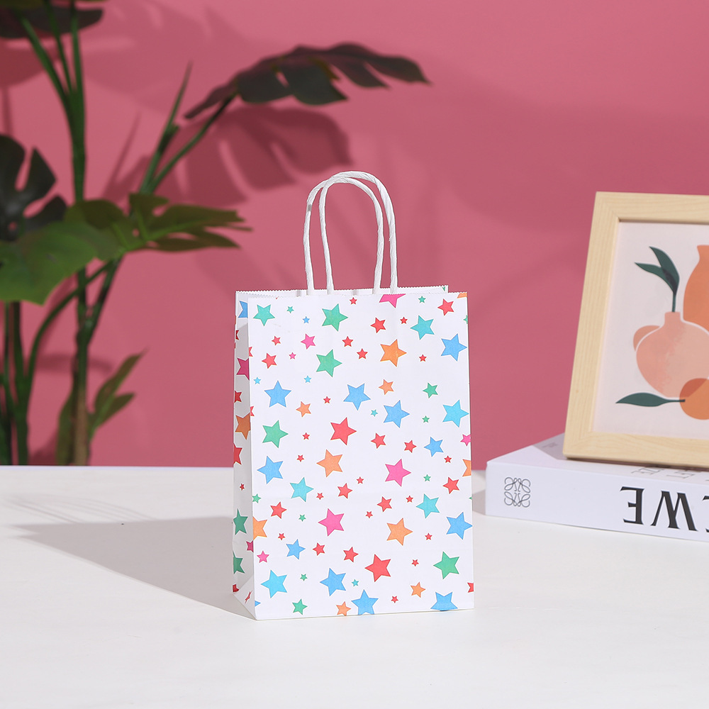 21cm*15cm*8cm Rainbow Gift Bags Paper Bags with Handles Rainbow Striped Gift Bags