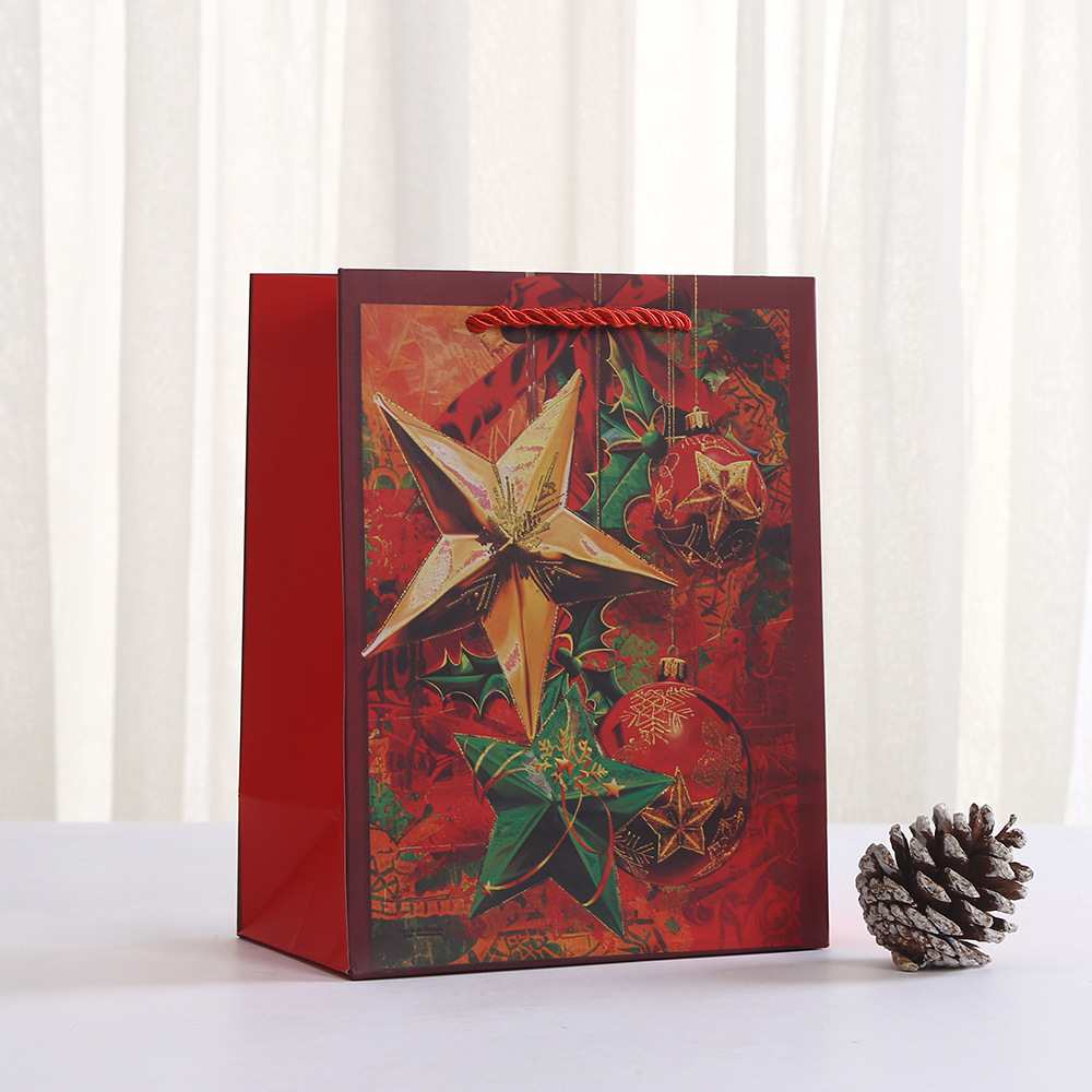 Kraft Christmas Gift Paper Bags Bulk with handles for Wrapping Xmas Holiday Presents