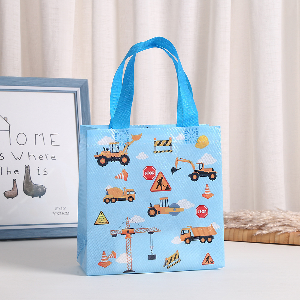 Construction Zone Tote Bags with Handles Truck Themed Favor Construction Party Non Woven Fabric Goodie Bag