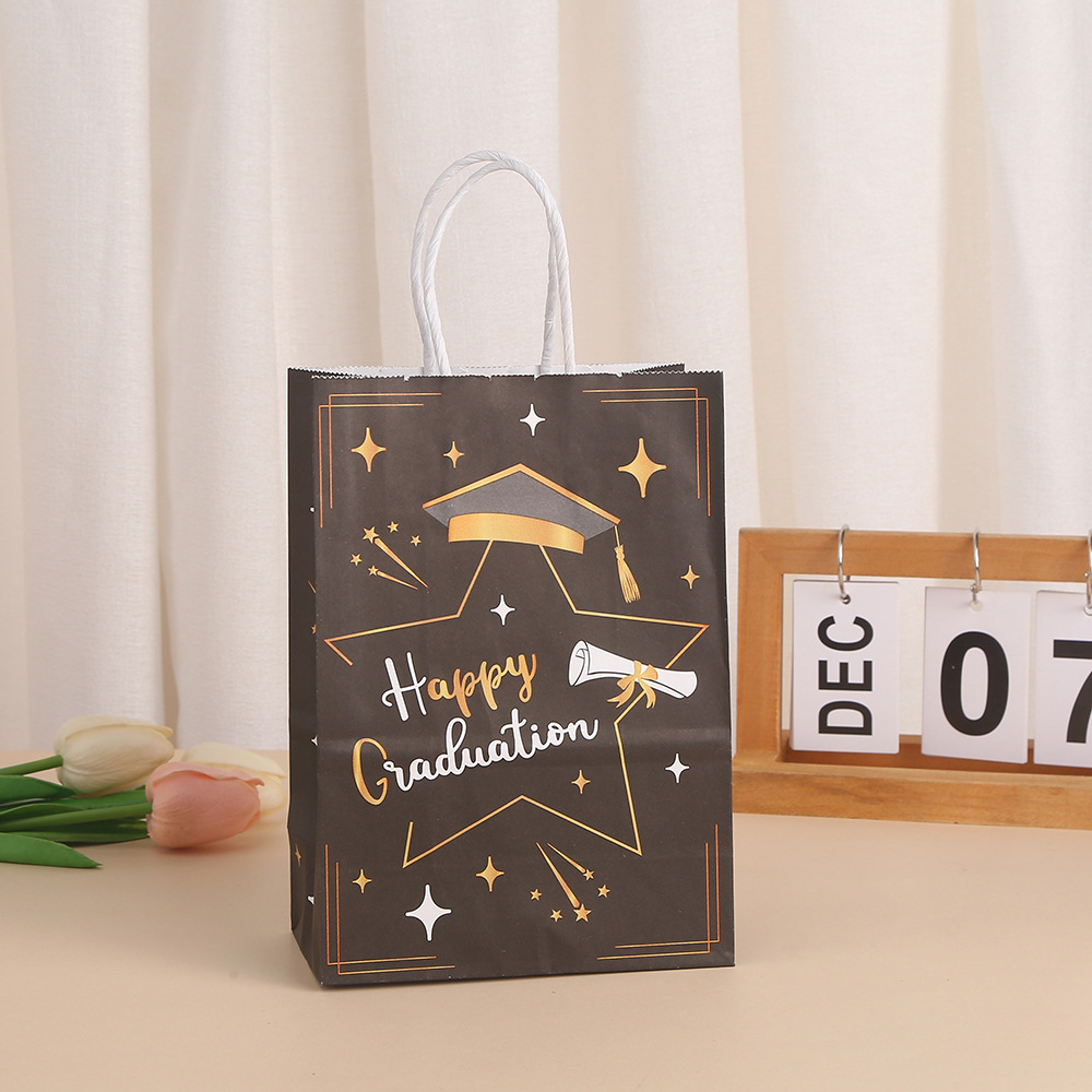 Graduation Gift Bag with Handles Gold Congrats Grad Bags Paper Treat Bags Graduation Party Favo